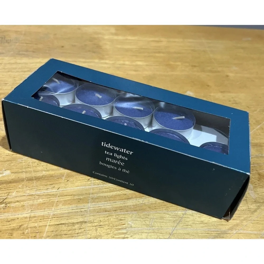 Pier 1 Tidewater‎ Tea Lights Candles Box Of 29 Discontinued Blue